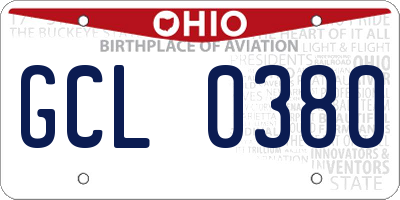 OH license plate GCL0380