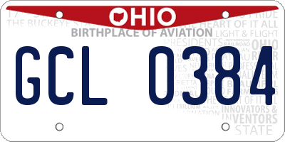 OH license plate GCL0384
