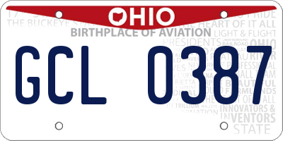 OH license plate GCL0387