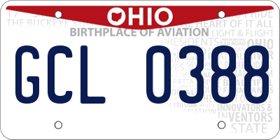 OH license plate GCL0388