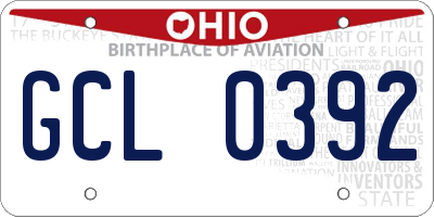 OH license plate GCL0392