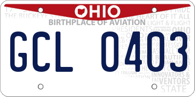 OH license plate GCL0403