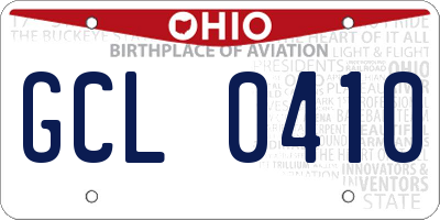 OH license plate GCL0410