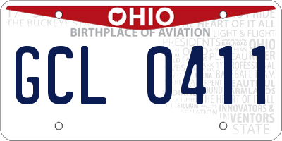 OH license plate GCL0411