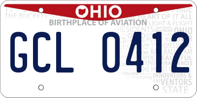 OH license plate GCL0412