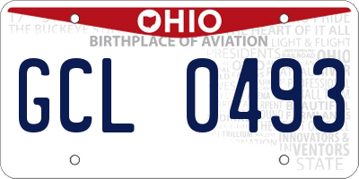 OH license plate GCL0493