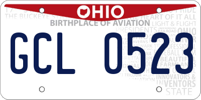 OH license plate GCL0523