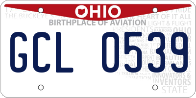 OH license plate GCL0539