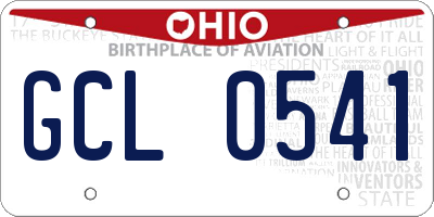 OH license plate GCL0541