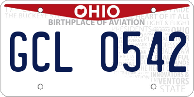 OH license plate GCL0542