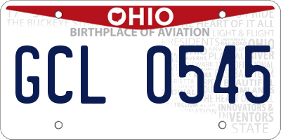 OH license plate GCL0545