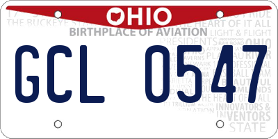 OH license plate GCL0547
