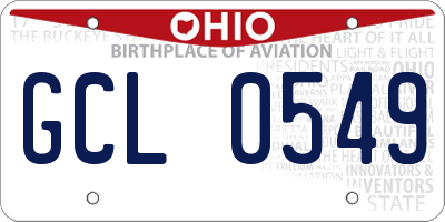 OH license plate GCL0549