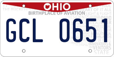 OH license plate GCL0651