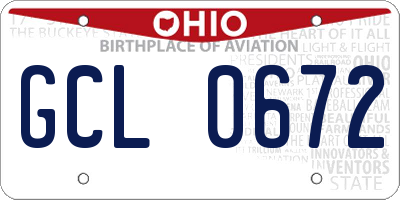 OH license plate GCL0672