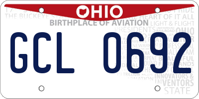 OH license plate GCL0692