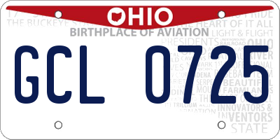 OH license plate GCL0725