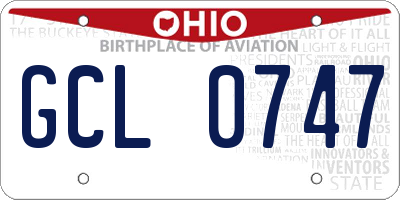 OH license plate GCL0747
