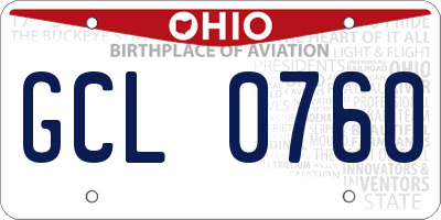 OH license plate GCL0760