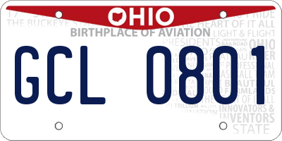 OH license plate GCL0801