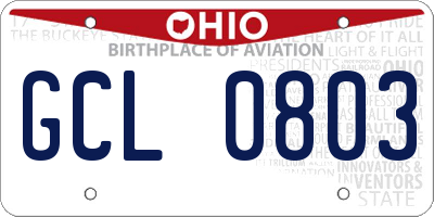 OH license plate GCL0803