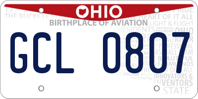 OH license plate GCL0807
