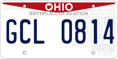OH license plate GCL0814