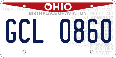 OH license plate GCL0860