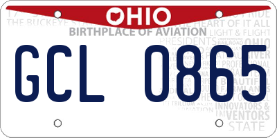 OH license plate GCL0865