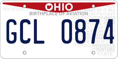 OH license plate GCL0874