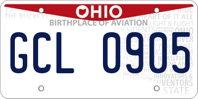 OH license plate GCL0905