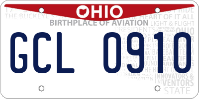 OH license plate GCL0910