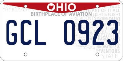 OH license plate GCL0923