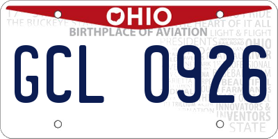 OH license plate GCL0926