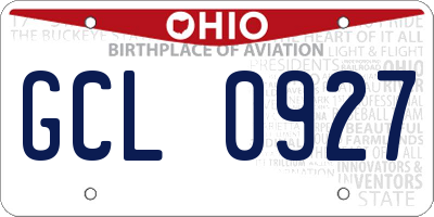 OH license plate GCL0927