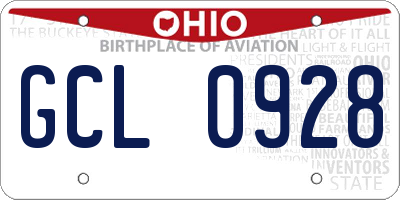 OH license plate GCL0928