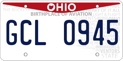 OH license plate GCL0945