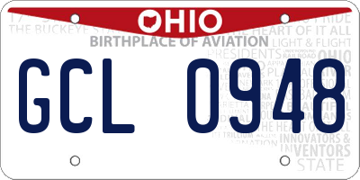 OH license plate GCL0948