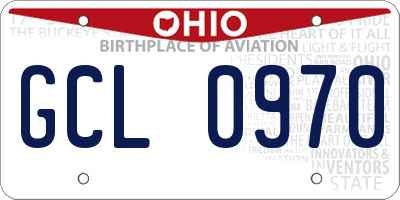 OH license plate GCL0970