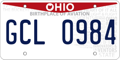 OH license plate GCL0984