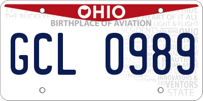 OH license plate GCL0989