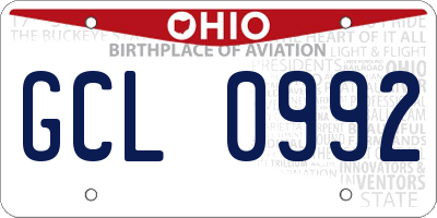 OH license plate GCL0992
