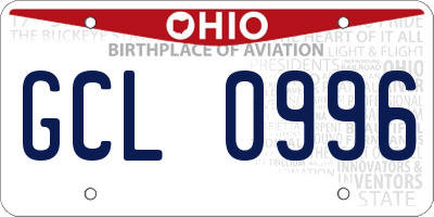 OH license plate GCL0996