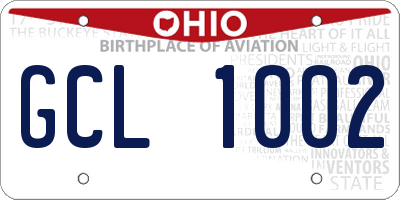 OH license plate GCL1002