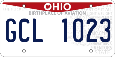 OH license plate GCL1023