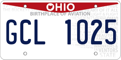 OH license plate GCL1025
