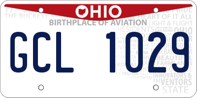 OH license plate GCL1029