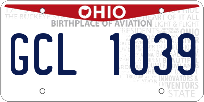 OH license plate GCL1039