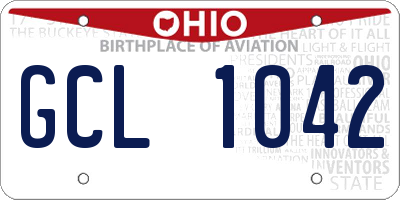 OH license plate GCL1042