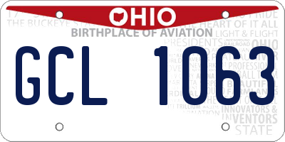OH license plate GCL1063